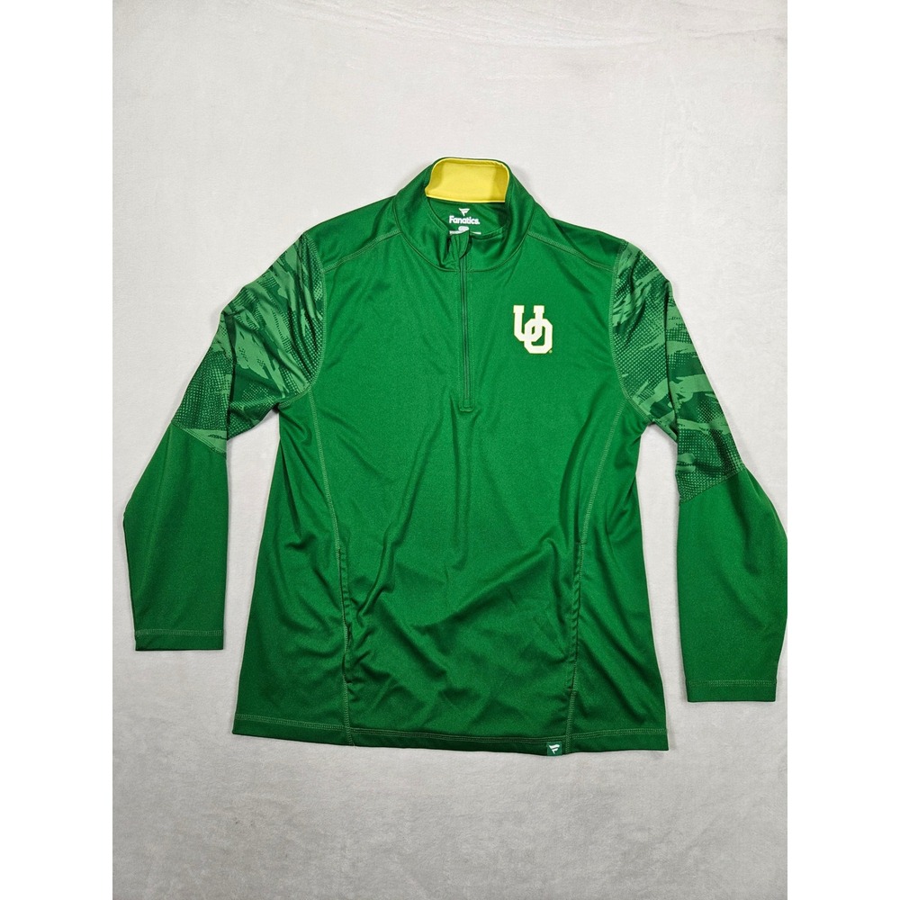 Fanatics Oregon Ducks Men's Green Quarter Zip Pullover Graphic Sleeve L NCAA